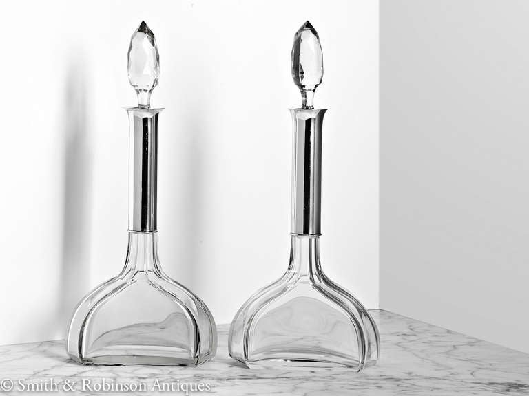Beautiful and Rare Pair of Art Deco Decanters