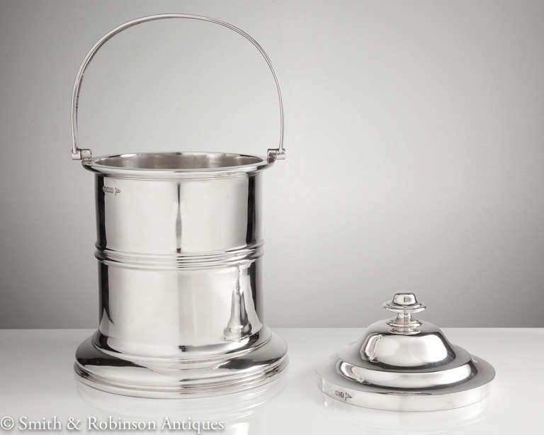 Unusual Silver Canister with Lid and Handle Sheffield 1906 For Sale at