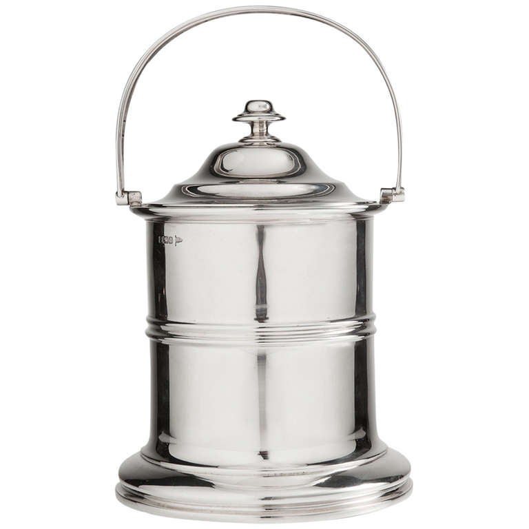 Unusual Silver Canister with Lid and Handle Sheffield 1906 For Sale at