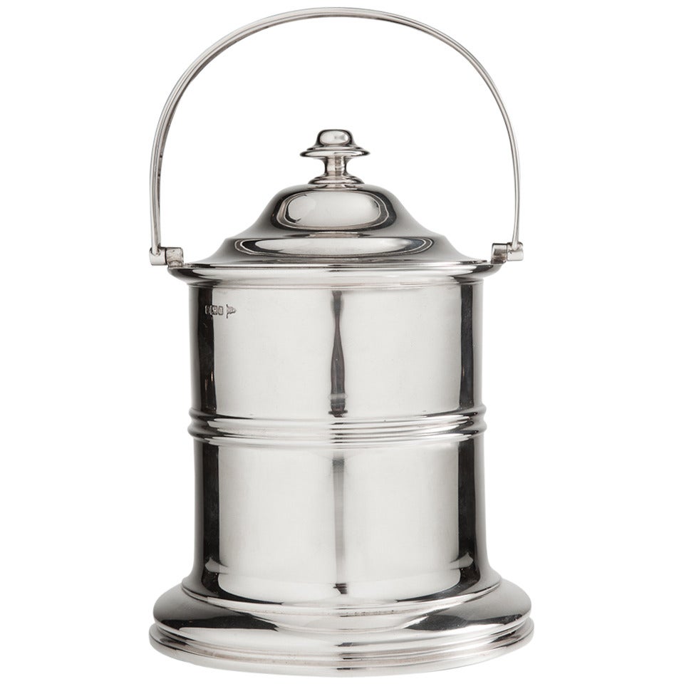 Unusual Silver Canister with Lid and Handle Sheffield 1906 For Sale at