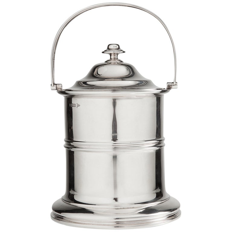 Unusual Silver Canister with Lid and Handle Sheffield 1906 For Sale at