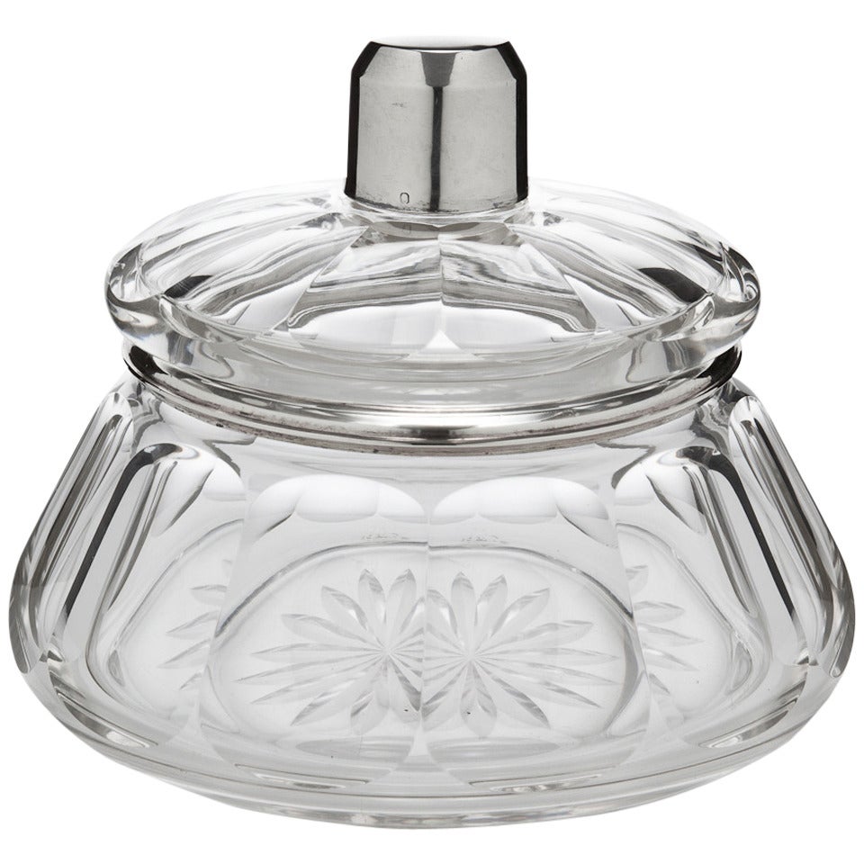 Attractive French Art Deco Glass and Silver Lidded Bowl