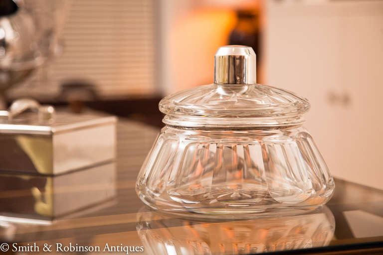 20th Century Attractive French Art Deco Glass and Silver Lidded Bowl