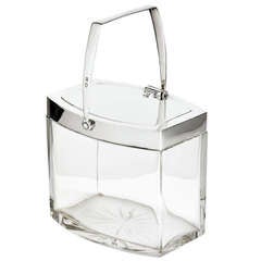 Antique A Very Fine Quality Glass 
Silver Pot Dated Birmingham 1921