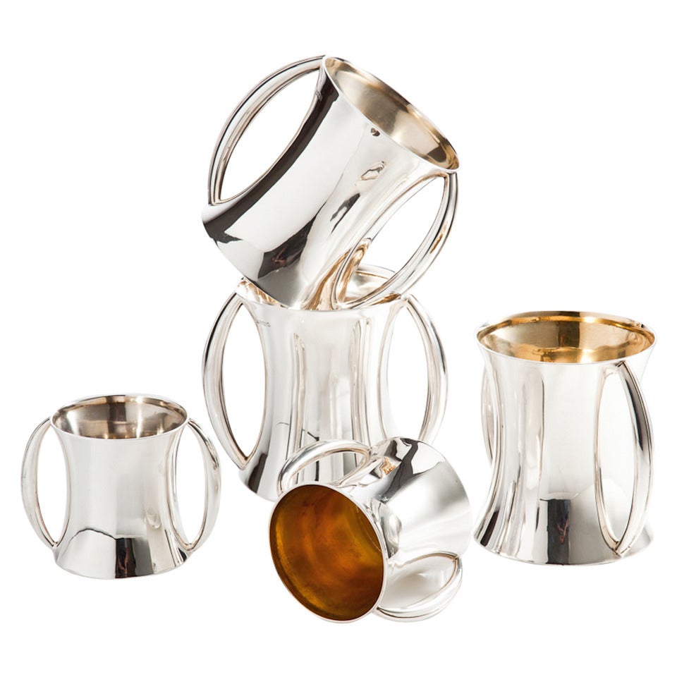 Collection de chopes anglaises en argent par Harry Aitken, Angleterre, 1901