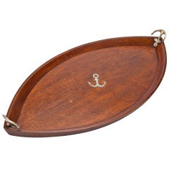 Large Oak Nautically Themed Boat Shaped Tray, circa 1880