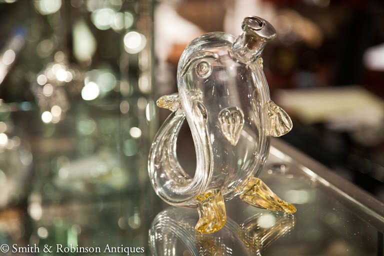 Novelty Studio Glass Decanter Modelled as a Fish, Sweden 1948 1
