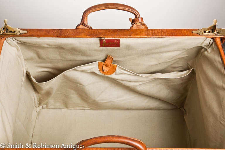 Large Leather Hunting Kit Bag by Harrods of London c.1970 2