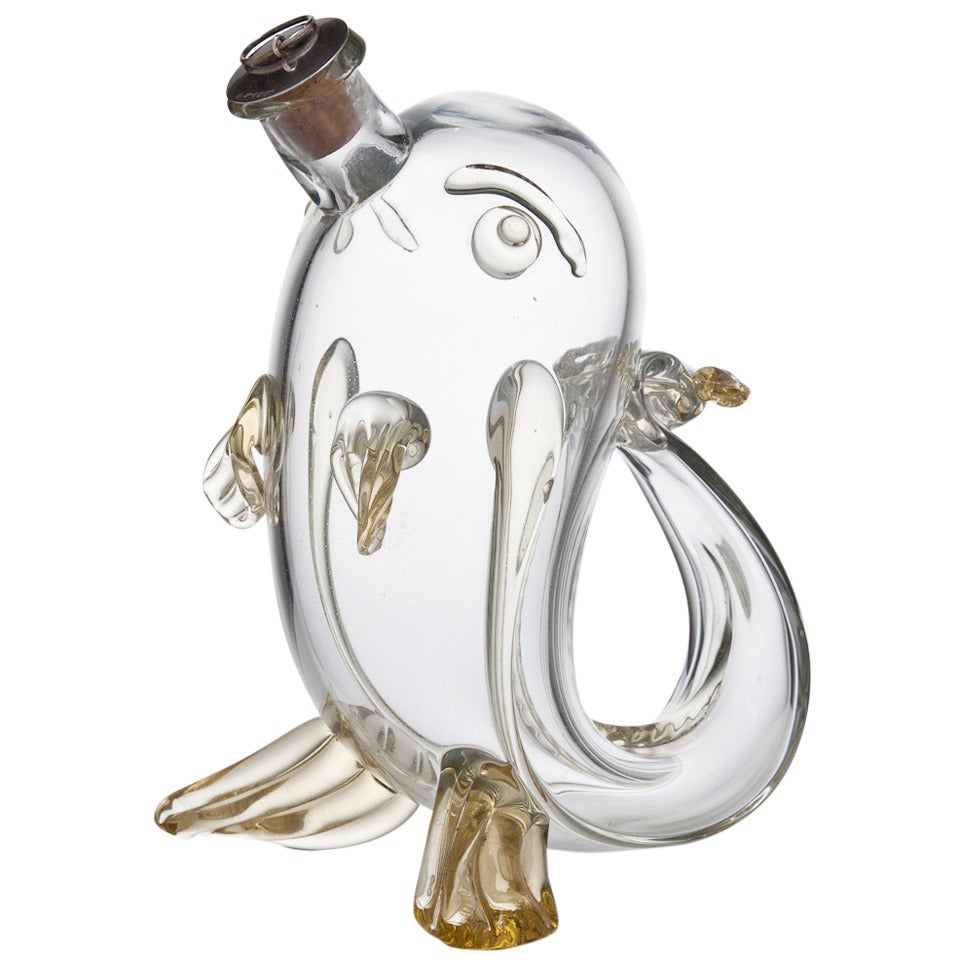 Novelty Studio Glass Decanter Modelled as a Fish, Sweden 1948