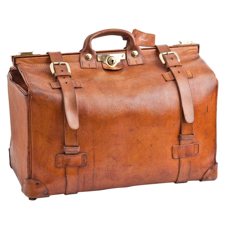 Large Leather Hunting Kit Bag by Harrods of London c.1970 at 1stdibs
