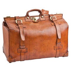 Vintage Large Leather Hunting Kit Bag by Harrods of London c.1970