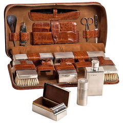 Vintage English Gents Traveling Case and Grooming Set by Mappin & Webb