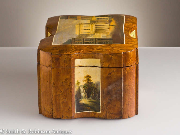 19th Century Exquisitely Painted Spa Tea Caddy Belgium c.1830-40