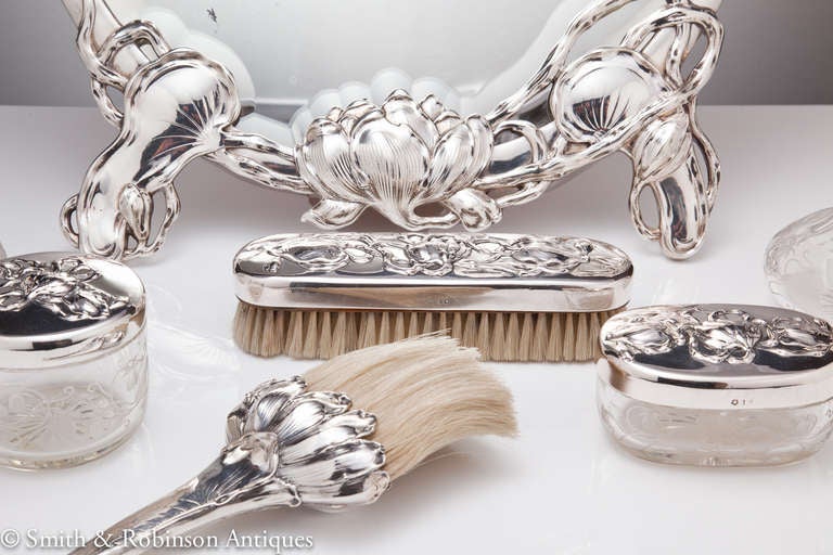Austrian An Exceptional Fine Silver Art Nouveau Vanity Suite by Max Gedlicka c.1890