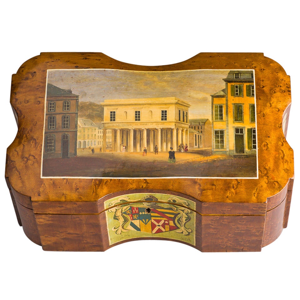 Exquisitely Painted Spa Tea Caddy Belgium c.1830-40