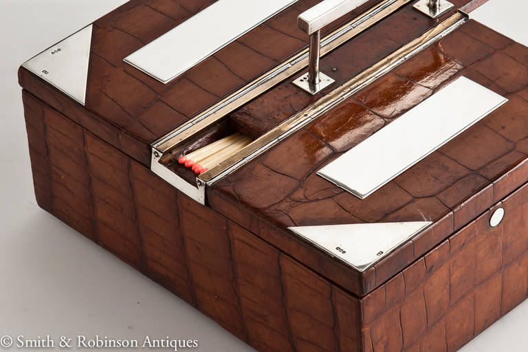 Crocodile Early Double Cigar Box by Alexander Fisher, London, circa 1886