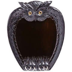 Unusual Ebonised Carved Tray Depicting An Owl Germany c.1910