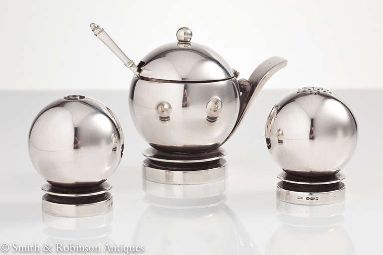 Beautiful Silver Cruet Set By Georg Jensen c.1935-38