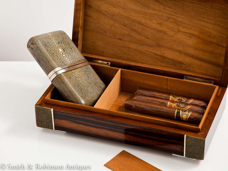 Superb Art Deco Coromandel & Shagreen Cigar Box c.1925-30 5