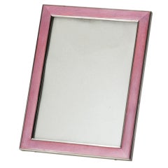 Art Deco Pink Enamel Silver Photo Frame