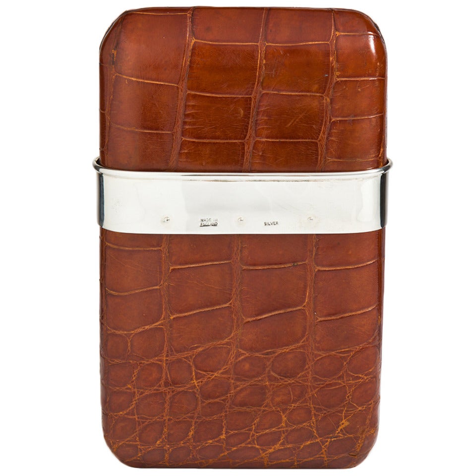 Rare & Impressive Crocodile & Silver Cigar Case c.1935