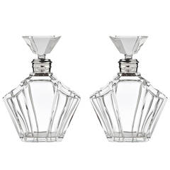 Impressive Pair of Art Deco Glass and Silver-Mounted Decanters, circa 1938
