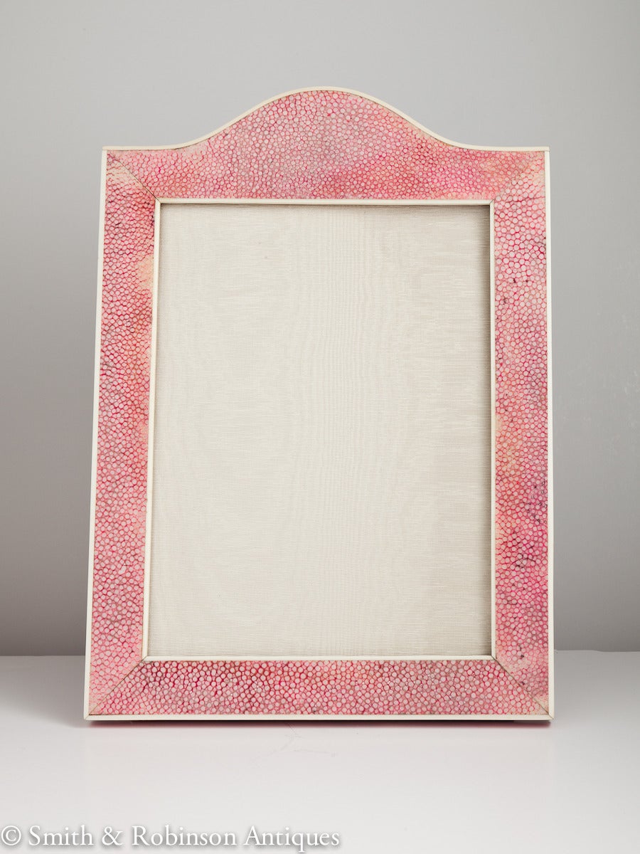 A stunning pink pure Art Deco shagreen frame English, circa 1935.

Complete in its original condition including the pink Morocco leather back.

Cites license is required for export out of the EU.

We are always adding to our 1stdibs catalogue