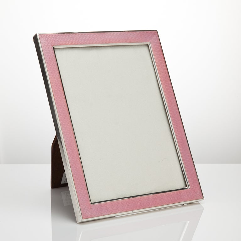 Art Deco Pink Enamel Silver Photo Frame at 1stdibs