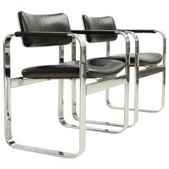 Eero Aarnio Chrome and Leather Chairs