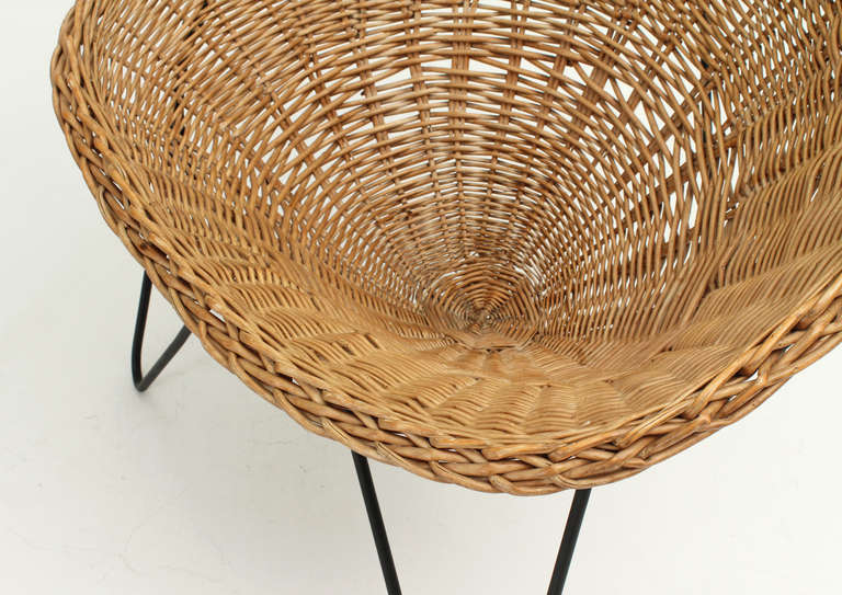 Pair of French Basket Chairs, 1950's 1