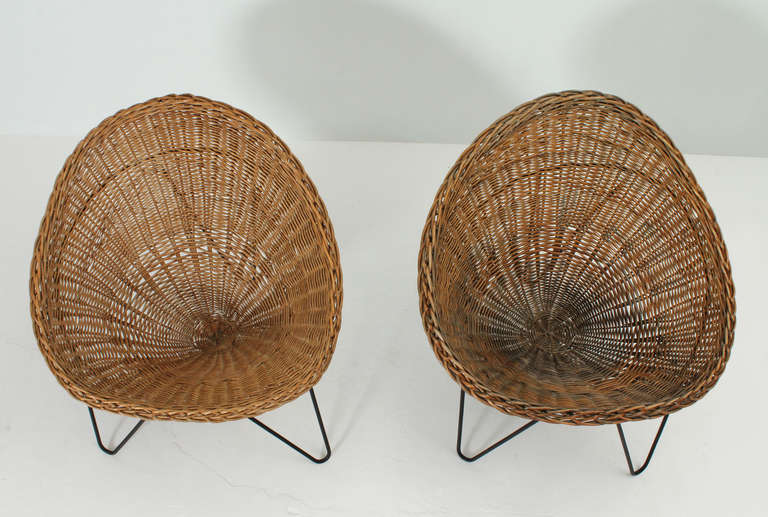 Pair of French Basket Chairs, 1950's 3