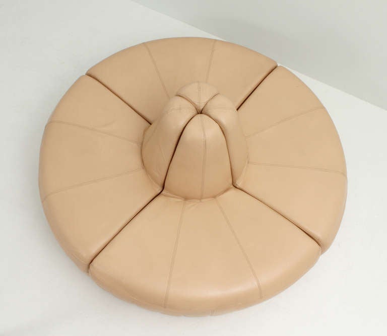 Round Italian Sofa in Flesh Leather 5