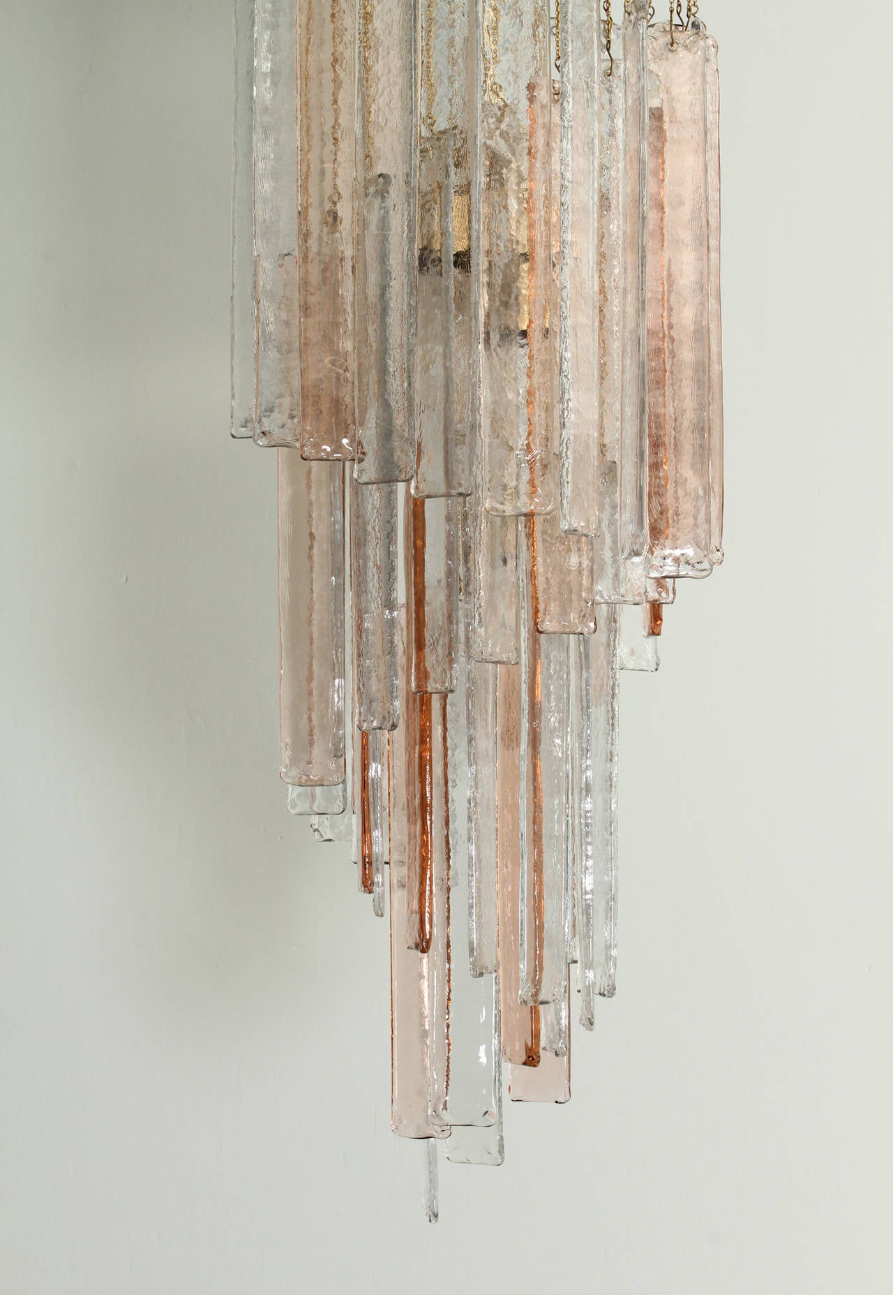 Mid-Century Modern Mazzega Chandelier in Clear and Pink Glass