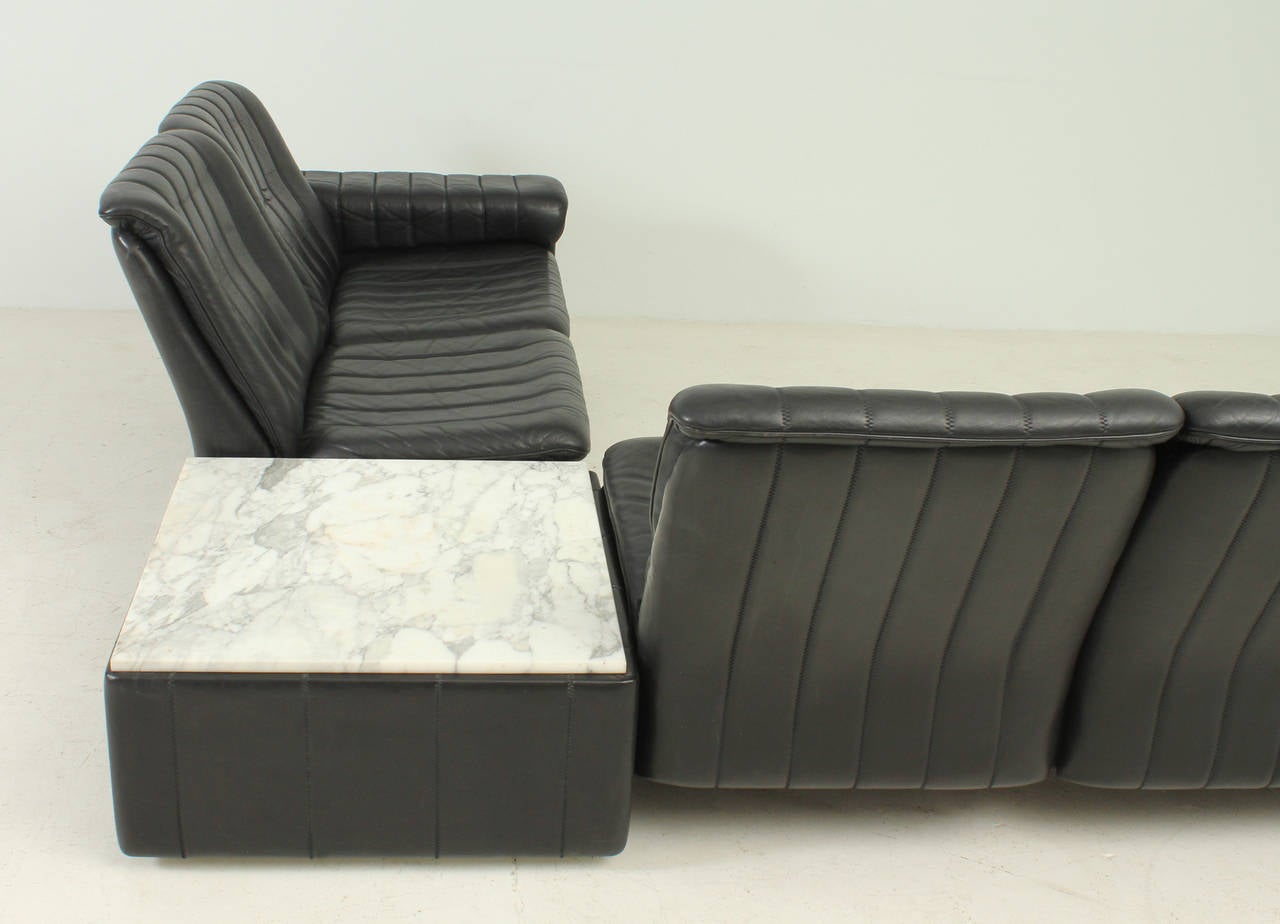 Rare Black Leather De Sede Seating Unit In Excellent Condition In Barcelona, ES