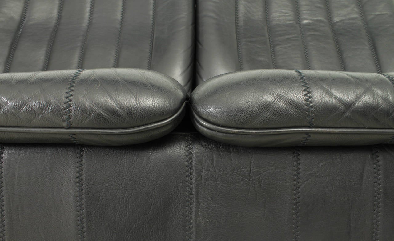 Late 20th Century Rare Black Leather De Sede Seating Unit