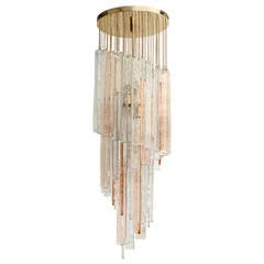 Mazzega Chandelier in Clear and Pink Glass