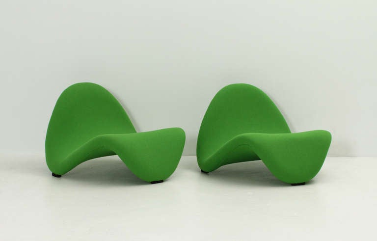 French Pair of Pierre Paulin Tongue Chairs
