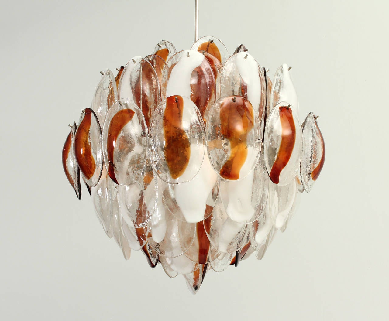 Large chandelier edited by La Murrina, Murano, Italy, 1960s. Composed of 72 pieces of handblown Murano glass. Six bulbs.