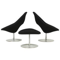 Pair of Globe Chairs and Ottoman by Pierre Paulin