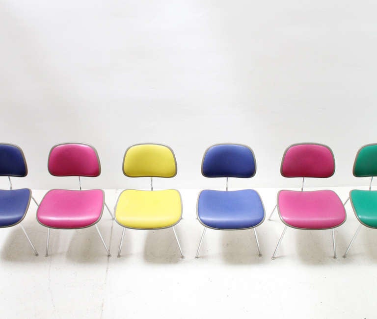 Mid-Century Modern A Set of Colorful Soft DCM Chairs