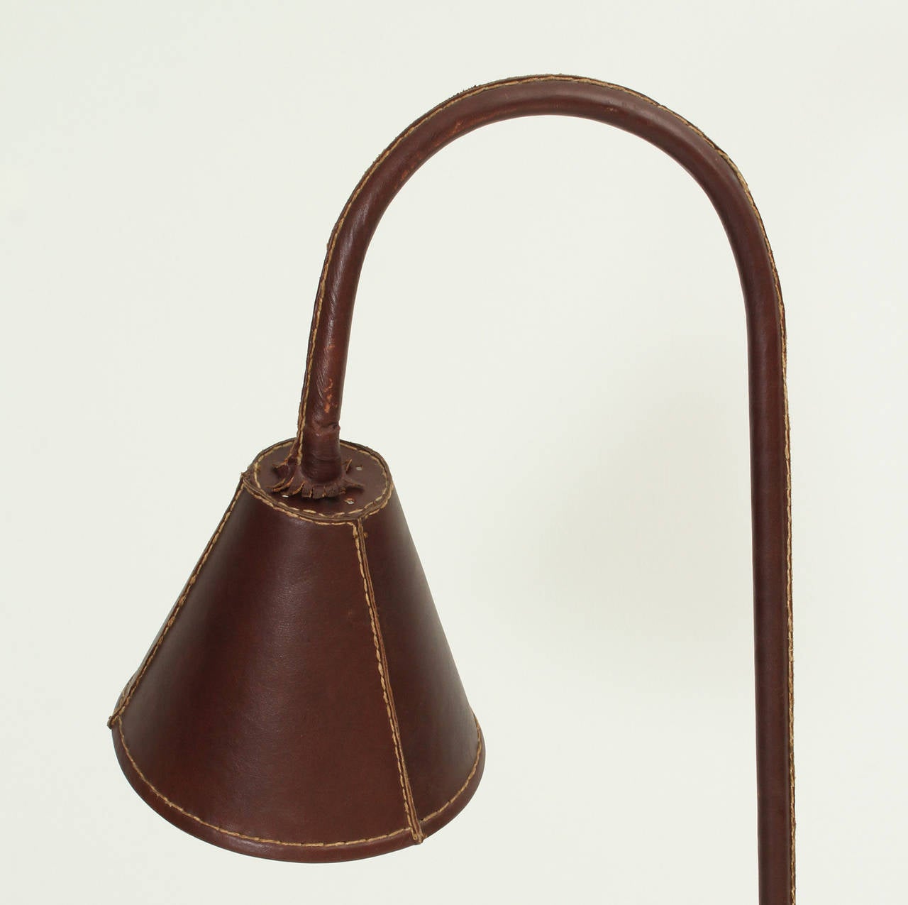 French Brown Leather Adnet Floor Lamp