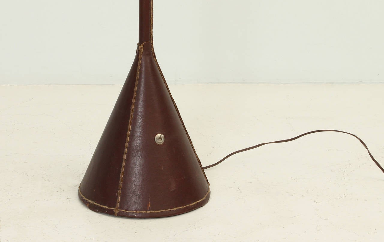 Brown Leather Adnet Floor Lamp In Excellent Condition In Barcelona, ES