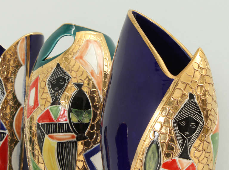 Italian Set of Six Vases by Fiamma Italy