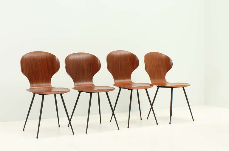 Mid-Century Modern Four Side Chairs by Carlo Ratti