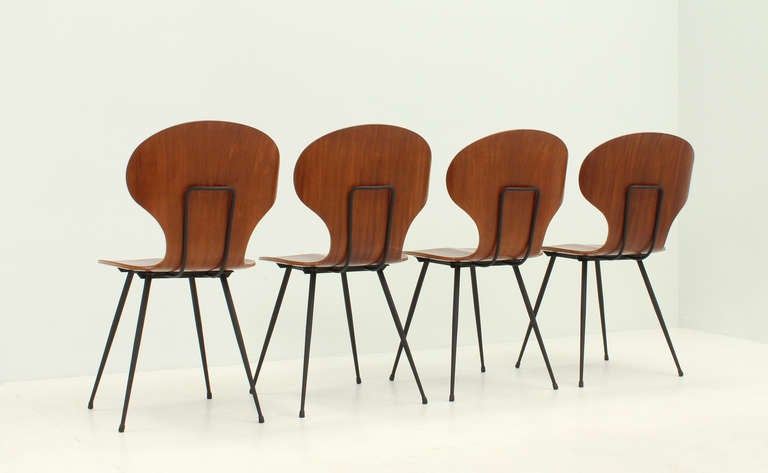 Mid-20th Century Four Side Chairs by Carlo Ratti