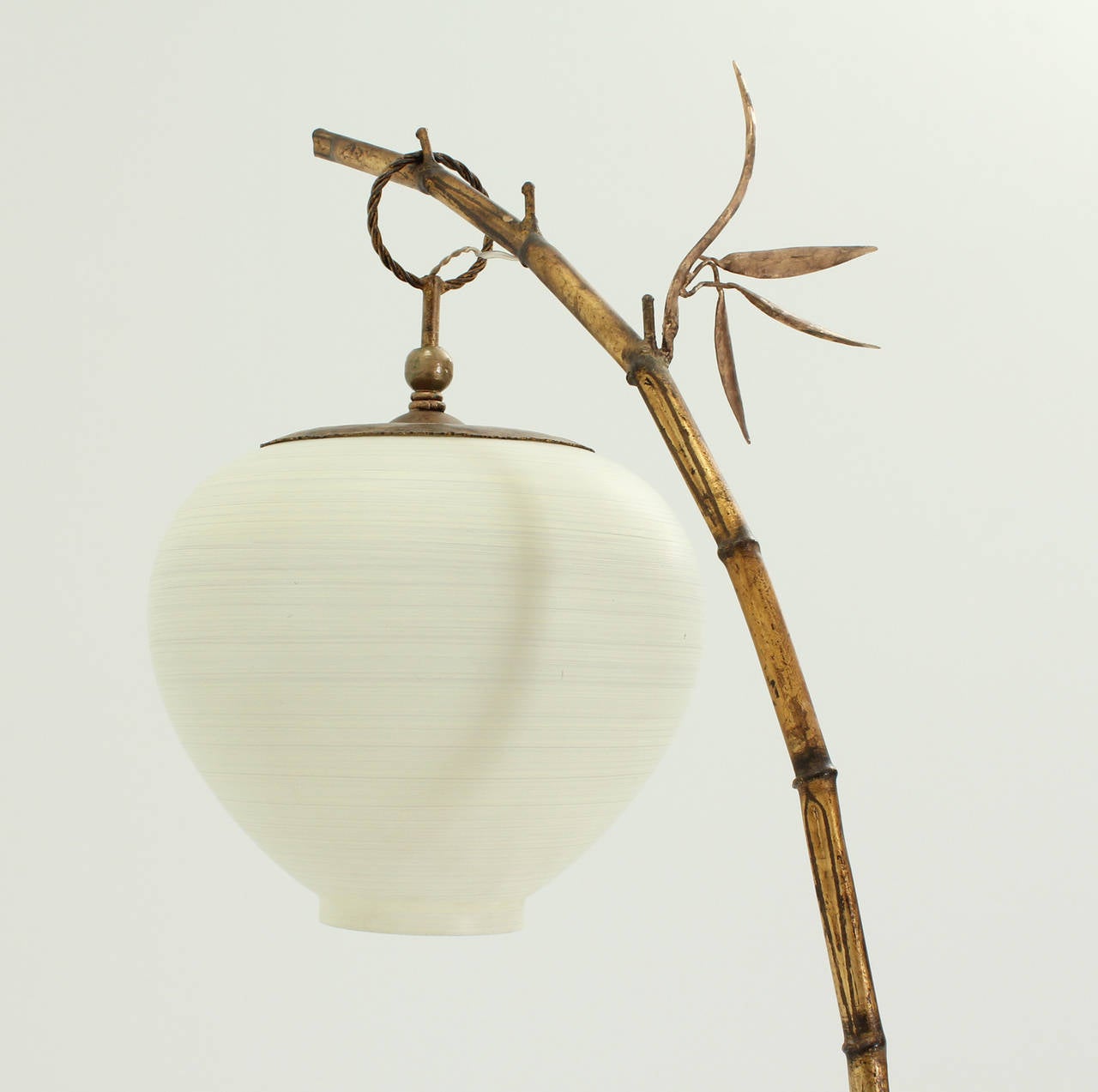 Mid-Century Modern Gilt Faux Bamboo Floor Lamp, Spain, 1950's