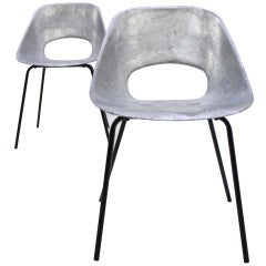 A Pair of Aluminium Tulipe Chairs by Pierre Guariche