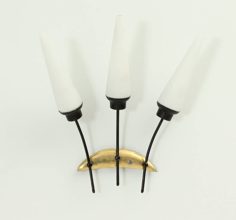 Mid-Century Modern Pair of French Sconces Attributed to Arlus For Sale