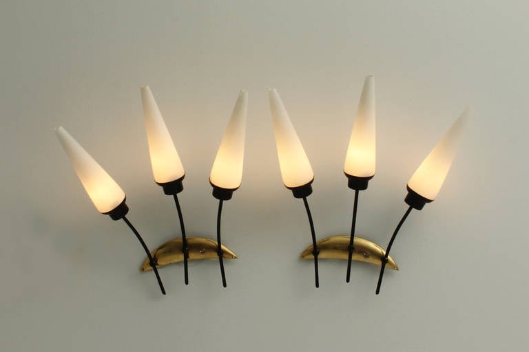 Mid-20th Century Pair of French Sconces Attributed to Arlus For Sale