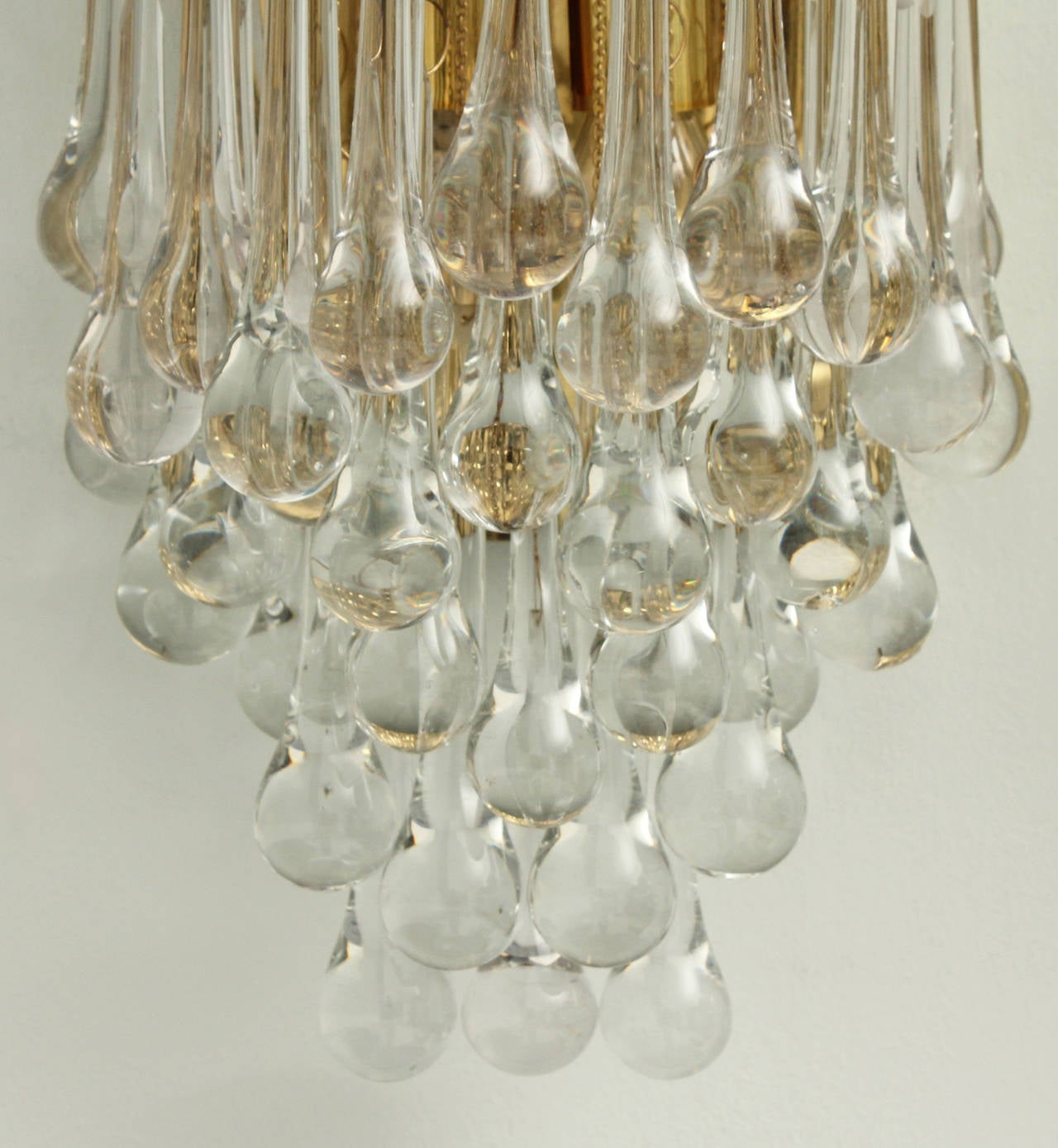 Mid-Century Modern Pair of Glass Teardrop Sconces For Sale